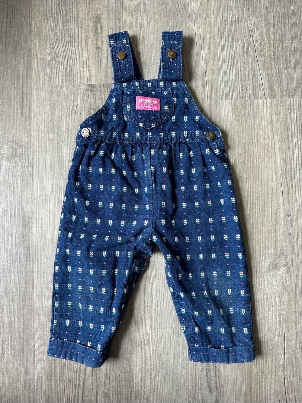 OshKosh B'gosh Vintage Navy Floral Print Baby Overalls